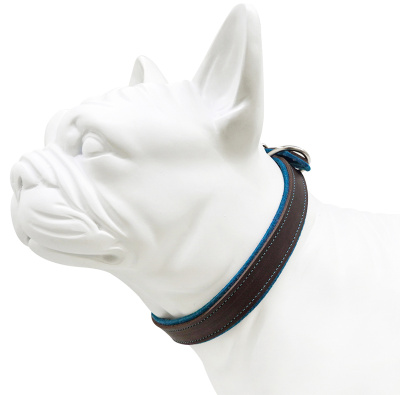 Ошейник 1411КБ SUOMI LINE 1сл 15 мм длина 25-32 см коричневый/бирюзовый фетр