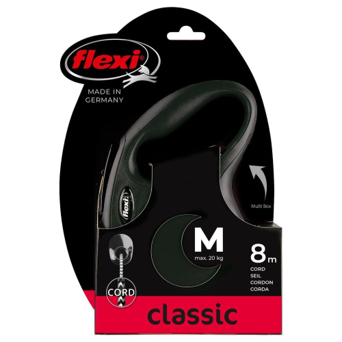 Поводок-рулетка Flexi New Classic cord M 8м 20 кг., черная