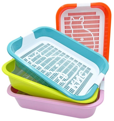 Зооэкспресс 11161 Туалет с сеткой и рамкой-бортиком "МЕГАКИС" (голубой, 42 х 30 х 11)