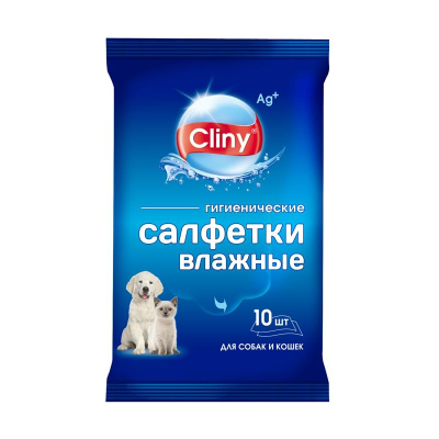 Экопром Cliny K101 Салфетки влажные гигиенические д/собак и кошек 10шт