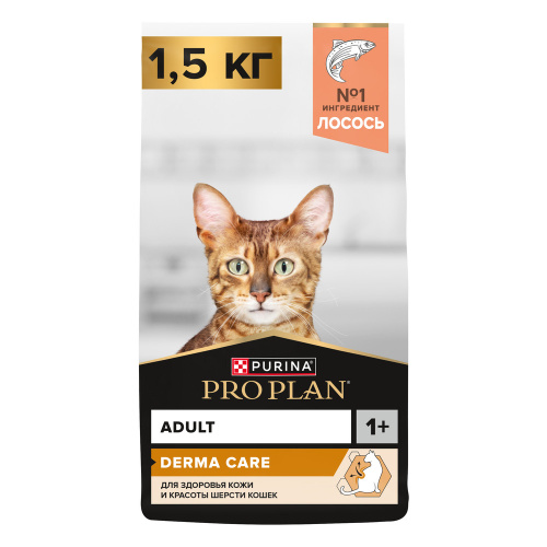 Purina PRO PLAN Elegant Корм сухой для кошек с чувствительной кожей,  с лососем, 1,5 кг