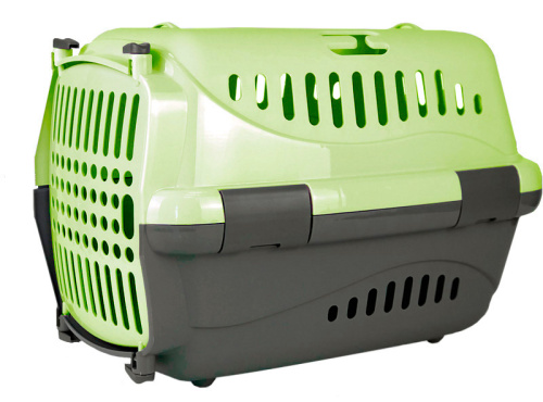 Зооэкспресс 17213, переноска "Турне" S с пласт.дверцей 42*29*29,5 см зеленая