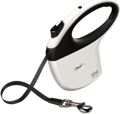 Поводок-рулетка Flexi One - the avangarde leash tape S 5 м,  15кг, бело/черная