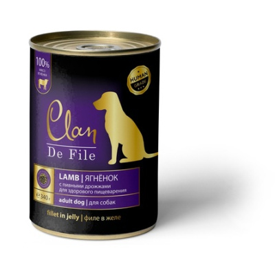 Влажный корм CLAN De File консервы для собак, ягненок,  340 г 