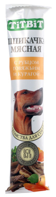 Лакомство для собак Титбит Biff Шпикачки мясные с рубцом говяжьим и курагой 50гр
