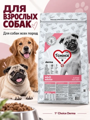 Сухой корм для собак с гиперчувствительной кожей GF DERMA, Лосось 5 кг 1st CHOICE