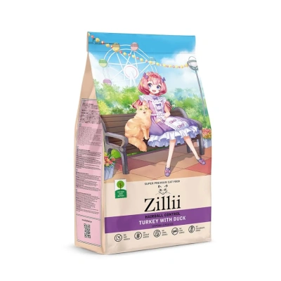 Сухой корм Zillii Hairball Control для кошек для вывода шерсти с индейкой и уткой - 400г