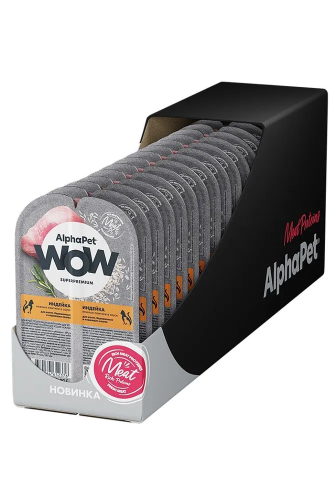 Влажный корм Alphapet WOW Superpremium для котят, беременных и кормящих кошек индейка 80 г