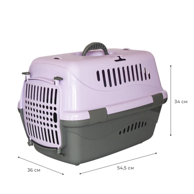 Переноска для животных "Турне" L с пласт. дверцей 54,5*36*34 см фиолетовая 18212