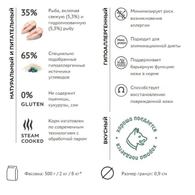 Сухой ветеринарный корм Элато Holistic Vet Special Hypoallergenic для собак Рыба 500г