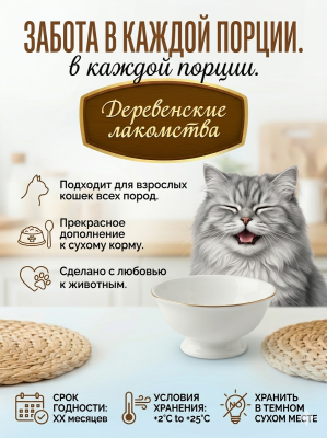 Деревенские лакомства 4х35 г суп для кошек из тунца с лососем и гребешком пауч