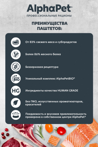 Влажный корм Альфа Пет Superpremium пауч для взрослых стерилизованных кошек паштет с кроликом 15*80г