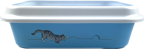 Зооэкспресс, Туалет МЕГАКИС с сеткой и рамкой, с рисунком 46*34,5*14 см, голубой