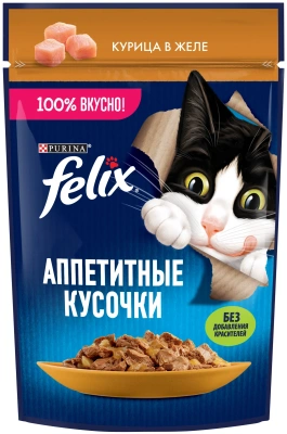 Влажный корм Felix Аппетитные Кусочки Курица 26x75г