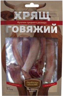 Деревенские лакомства для собак Хрящ говяжий средний 75г