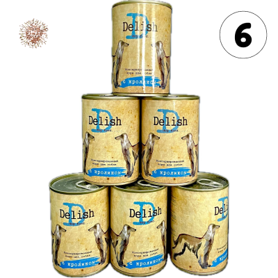 Влажный корм Delish для собак кролик 6*400 гр