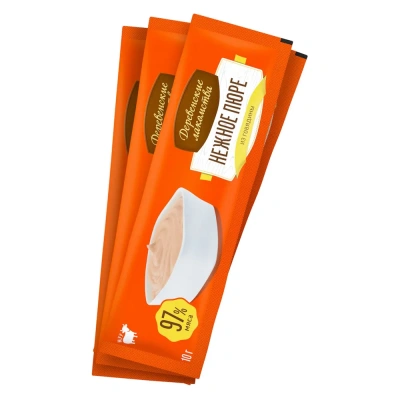 Деревенские лакомства 4х10 г нежное пюре для собак из говядины