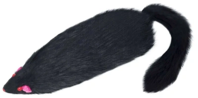Игрушка Триол для кошек Черная мышь натуральным мехом 14 см
