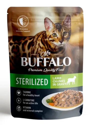 Влажный корм Mr.Buffalo (Баффало) для стерилизованных кошек Ягненок в соусе 85г