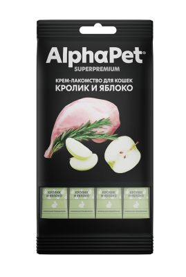 Крем-лакомство Alphapet Superpremium для кошек с кроликом и яблоком 4х12 г.