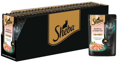 Влажный корм Sheba для кошек форель и креветки 28х75гр