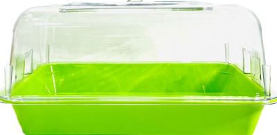 Клетка-террариум Зооэкспресс, для грызунов с метал. дверкой и компл., 40х27х18, средний, зеленый