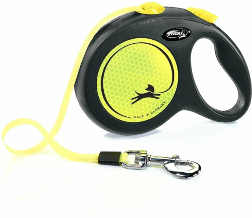 Поводок-рулетка Flexi New Neon tape L 5 м, 50кг,  желтая