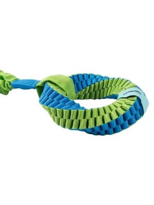 Игрушка-перетяжка Mr.Kranch для собак Плетеное кольцо-спираль на резинке диаметр 12 см голубая