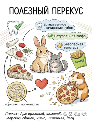 Игрушка Bambini Pets для грызунов "Пицца и картофель фри" из люфы