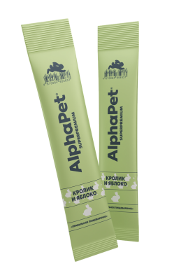 Крем-лакомство Alphapet Superpremium для кошек с кроликом и яблоком 4х12 г.