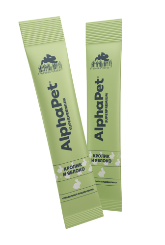 Крем-лакомство Alphapet Superpremium для кошек с кроликом и яблоком 4х12 г.