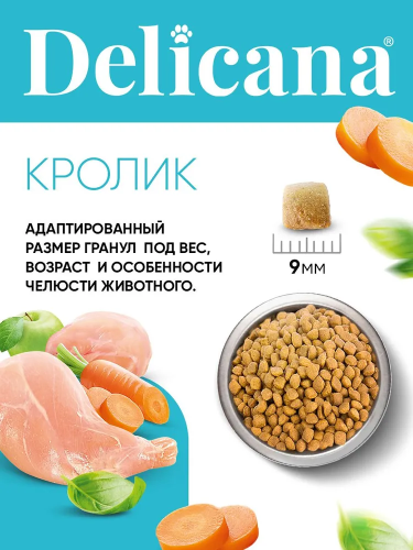 Сухой корм DELICANA для кошек с кроликом 0,4кг 