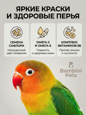 Корм Bambini Pets для средних попугаев, 800 г