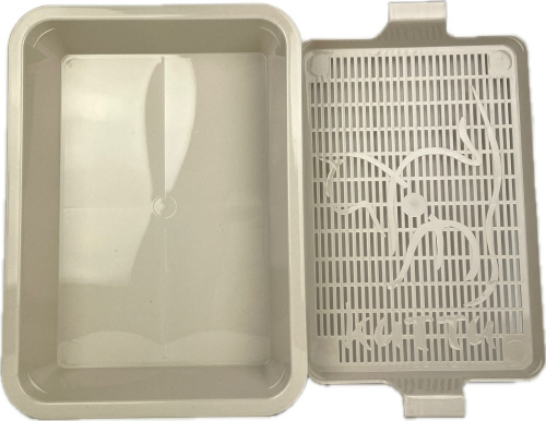 111101 Туалет КИТТИ для кошки с сеткой малый 32,5*23,5*5 см бежевый