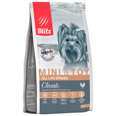 Сухой корм Blitz (Блиц) для собак минипород 0,5 кг