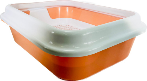 Зооэкспресс 11161 Туалет с сеткой и рамкой-бортиком "МЕГАКИС" (оранжевый, 42 х 30 х 11)