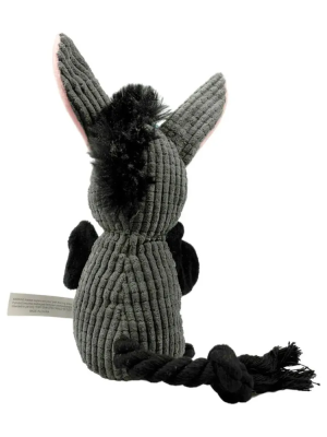 Игрушка Mr.Kranch для собак "Ослик",  плюшевая с канатиками пищалкой и карманом под лакомство 21см