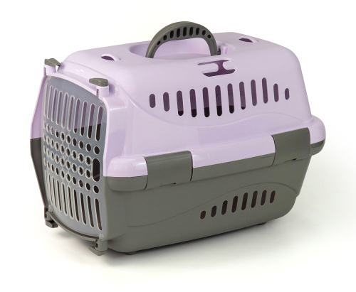 Переноска для животных "Турне" S с прозрачной пластиковой дверцей 42*29*29,5 см фиолетовая