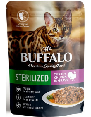 Баффало пауч для стерилизованных кошек Индейка в соусе 85г