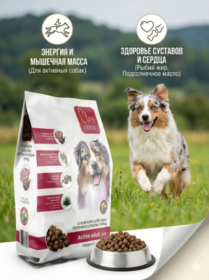 Сухой корм CLAN CLASSIC Active для собак, средних и крупных пород, говядина - индейка 1,25 кг