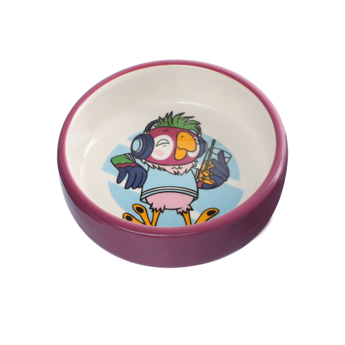 Миска для мелких животных керамическая Triol СОЮЗМУЛЬТФИЛЬМ "Попугай на чиле", 0.1л