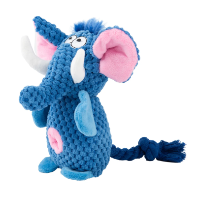 Игрушка Mr.Kranch для собак "Слон" плюшевая с канатиками пищалкой и карманом под лакомство 21см