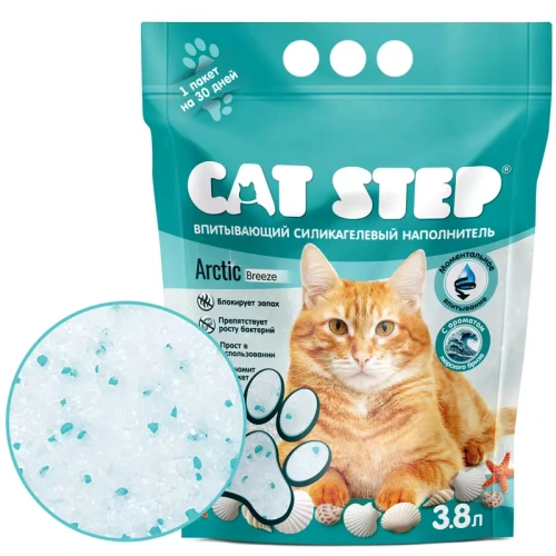 Наполнитель впитывающий силикагелевый CAT STEP Arctic Breeze, 3,8 л