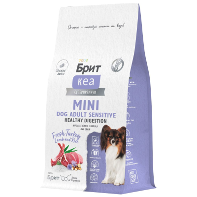 Сухой корм Брит Кеа MINI DOG ADULT SENSITIVE HEALTHY DIGESTION для собак с инд, ягнен. и рисом, 400г