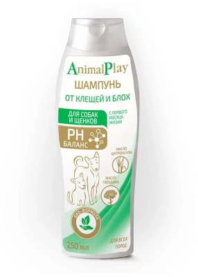 Энимал Плэй Шампунь д/собак и щенков от клещей и блох 250 мл
