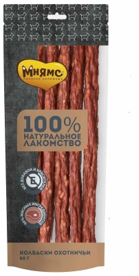 Лакомство для собак Мнямс колбаски охотничьи 80 гр