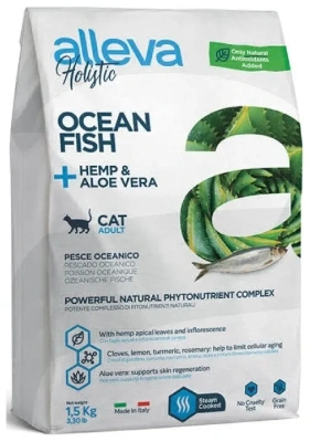 Сухой корм Аллева Холистик для взрослых кошек с океанической рыбой, коноплей и алое вера 1,5 кг