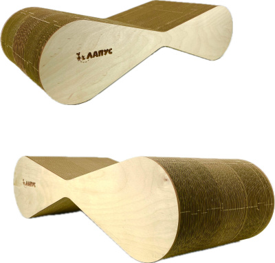 Когтеточка Лапус, Мини (картон, деревянный ободок) светлое дерево, L477043