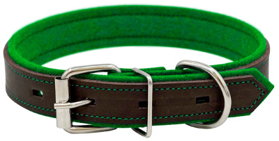 Ошейник 1415КЗ SUOMI LINE 1сл 35 мм длина 50-60 см коричневый/зеленый фетр