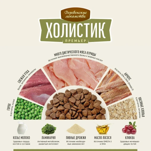 Сухой корм Деревенские лакомства ХОЛИСТИК ПРЕМЬЕР для котят с курицей 400 г